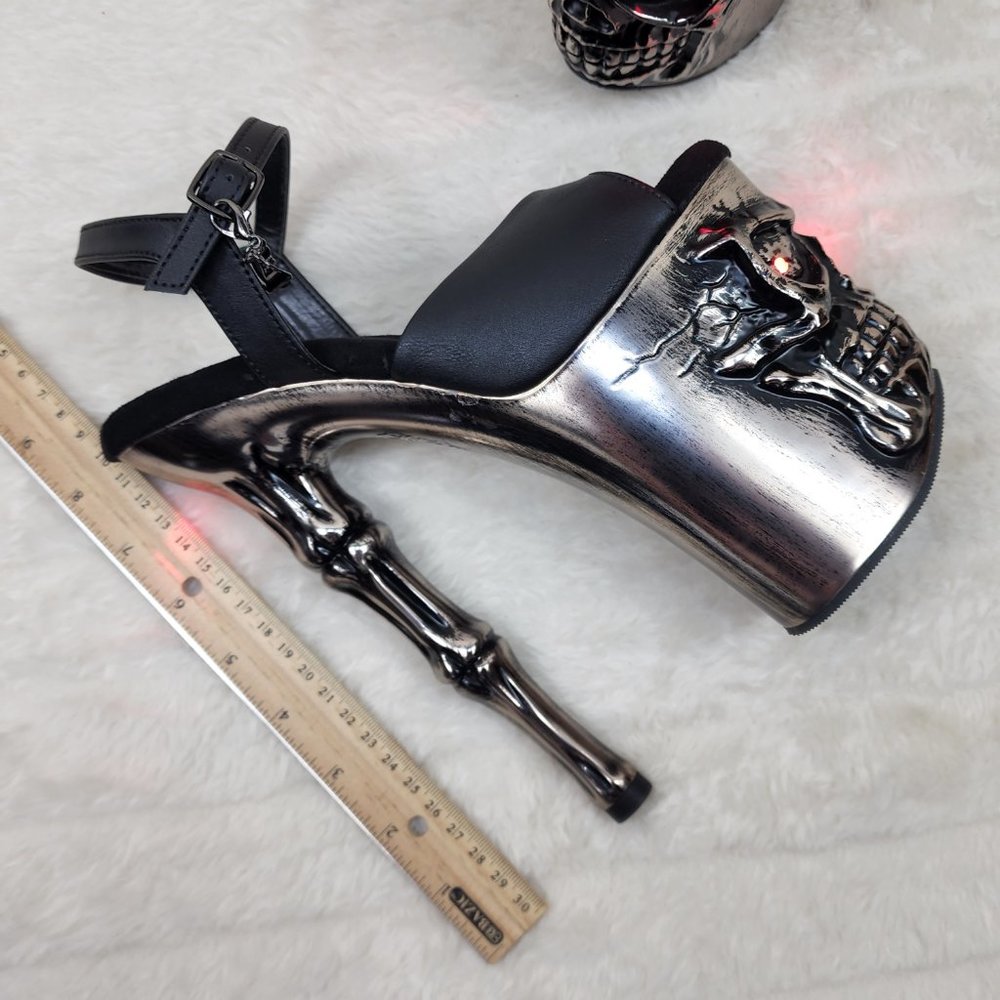Skull & Bones Red LED Platform 8" Heels Pole Shoes Vortex - Picture 11 of 12